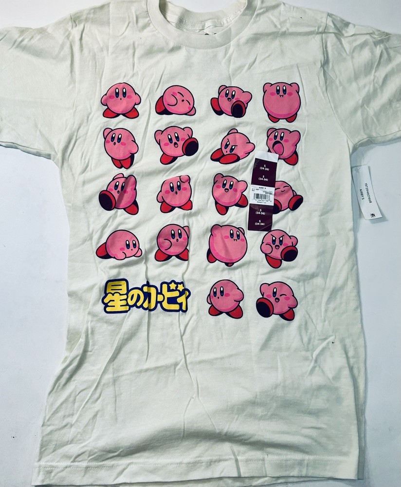 NWT Nintendo Kirby Graphic T Shirt Men’s Size S 34-36 Cream Color Short Sleeve
