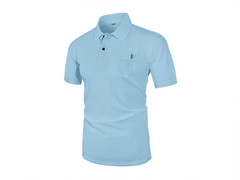 Men’s Ice Silk Collared Pocket Shirt Short Sleeve Casual Summer Top