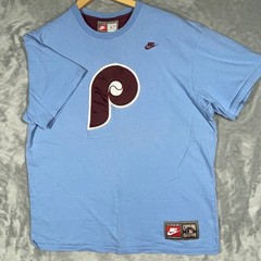Nike Cooperstown Collection Philadelphia Phillies Blue T-Shirt Mens L Vintage