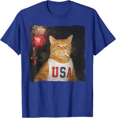 July 4th Patriotic Funny Cat Smoking Cigarette 250 Years Cute Lover T-Shirt
