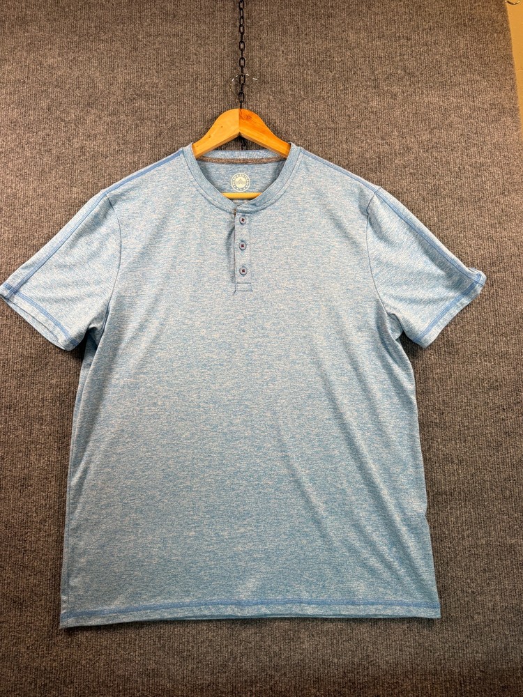 Flag & Anthem MadeFlex Henley T-Shirt Blue Sz M Stretch Moisture Wicking Stretch
