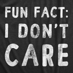 Mens Fun Fact I Don’t Care T Shirt Funny Sarcastic Joke Text Tee for Guys