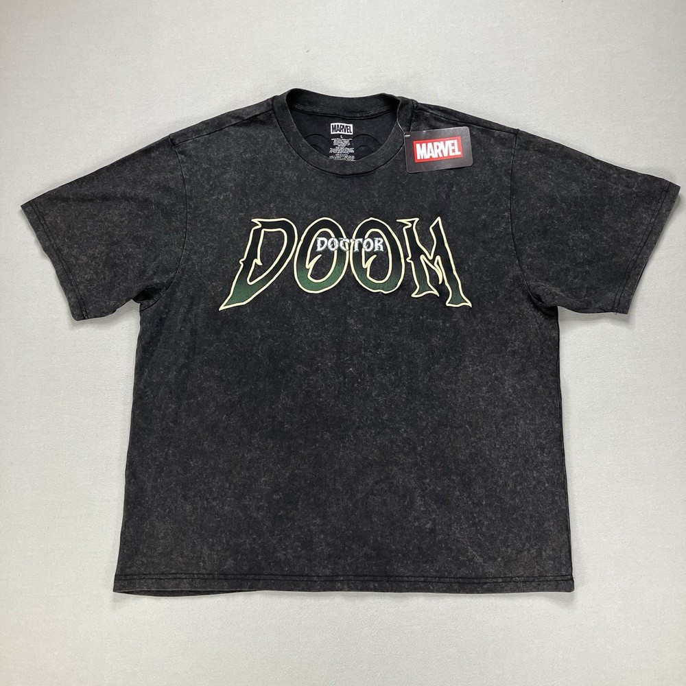Marvel Doctor Doom Black Graphic Print Double Sided T-Shirt Sizes Vary