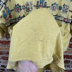 Vintage 2 Of Us Shirt Size Medium Yellow Ethnic Beaded Embroidered Boho 90s
