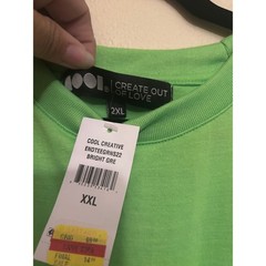COOL Creative End Racism Graphic T-Shirt Mens XXL Bright Green NWT Oversized Tee
