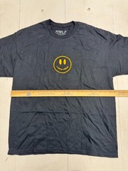 He Would Love First Solid Black Smiley Face Short Sleeve T shirt Mens Size XL