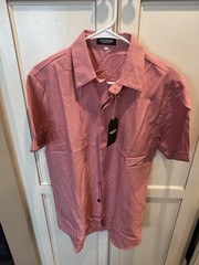 Mens Eleven Oasis Shirts Size Med. Linen and Cotton Blend, Salmon Color