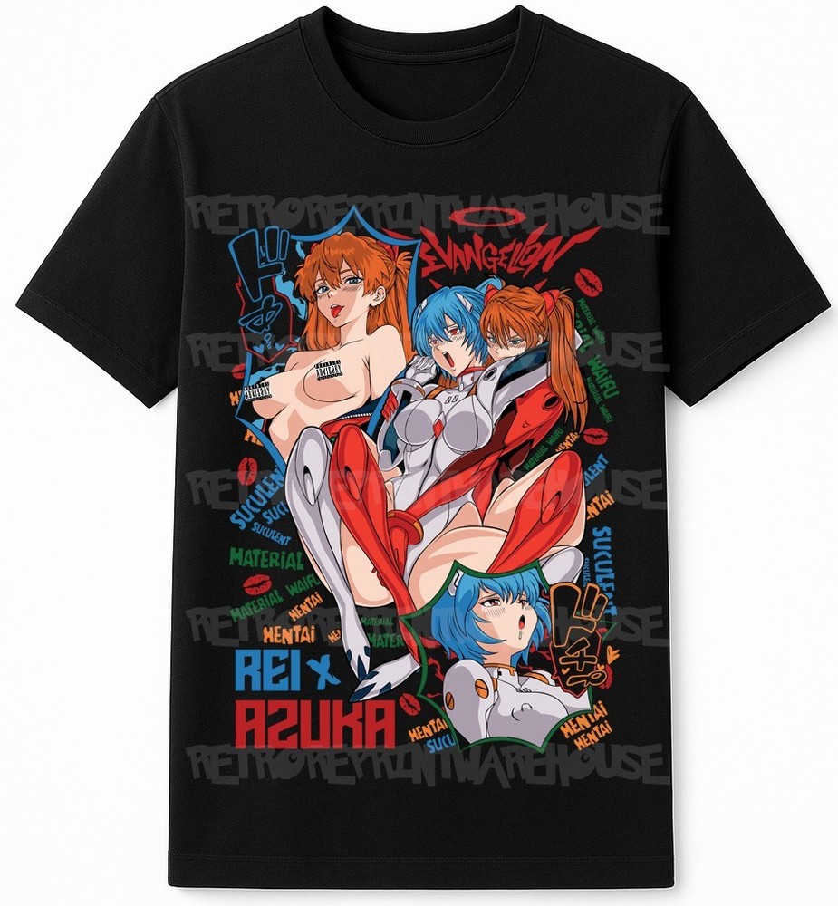 Neon Genesis Evangelion Rei Asuka Anime Waifu Manga Graphic T-Shirt