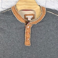 Carbon 2 Cobalt Men Green Gray Heather Long Sleeve Henley Shirt Cotton Blend XL