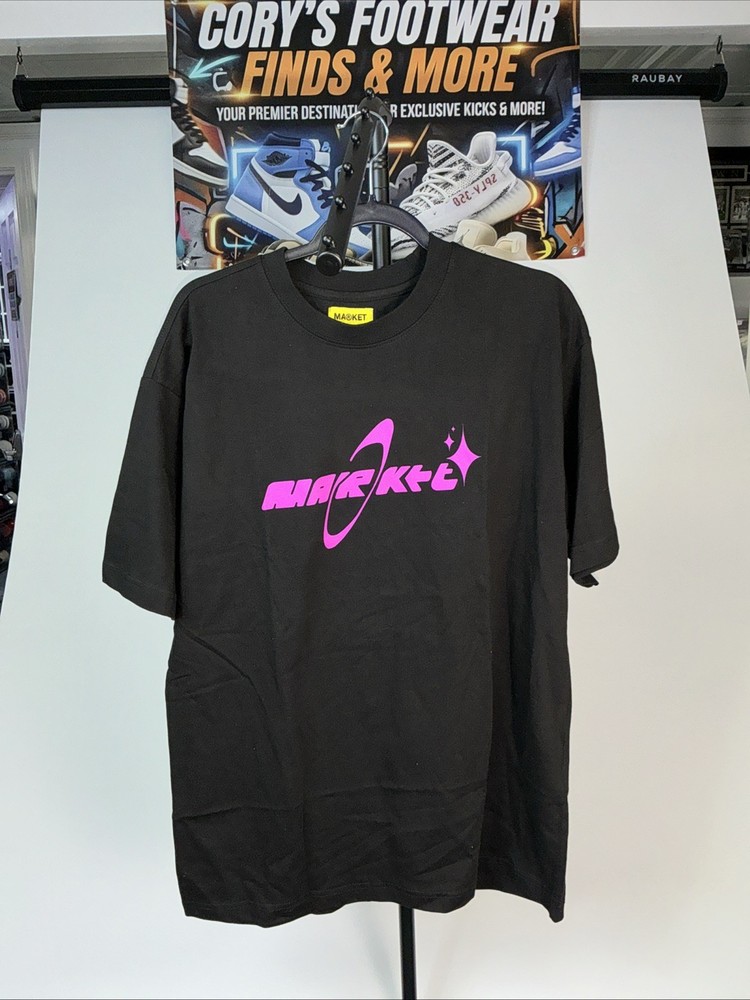 MARKET STUDIOS Black Cotton Crew Neck Graphic Logo Men’s L T-Shirt