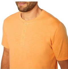 GAP Men’s Soft Short Sleeve Half Button Collar Slub Henley Apricot Wash Medium