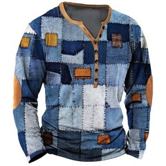 Camiseta Vintage Para Hombre De Algodón De ImitacióN Línea Geométrica Estampado