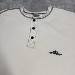 Vintage Jnco Shirt Henley Long Sleeve Men (XL) Size 2 White Distressed Stained