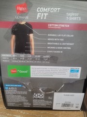 Men NWT LARGE REBOX HANES ULTIMATE COMFORT 2 BLACK/ 2 WHITE Crew Neck T-shirts