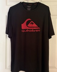 Quicksilver Loungewear L Black W/Red Logo Super Soft Poly/Spandex SS T-Shirt EUC