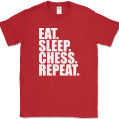 Eat Sleep Chess Repeat T-Shirt Funny Player Strategy Humor Gift Text Tee