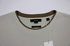 Vince Shirt Mens XL Beige Pima Cotton Double Collar Crew Neck Knit Short Sleeve