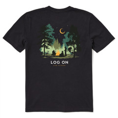Life Is Good SS Shirt Crusher Tee LOG ON CAMPFIRE Camp Music Chest43in Mens M
