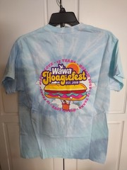 Wawa 2008 Hoagiefest Blue Tie Dye T-Shirt Size M Peace Hippie VW Van Flowers