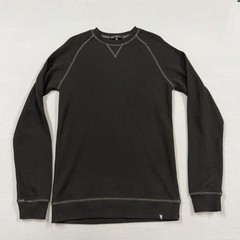 American Tall Shirt Mens ST Black Thermal Waffle Knit Long Sleeve Crewneck Top