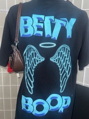 Betty Boop Graphic Motorcycle Biker Angel Wings T-Shirt