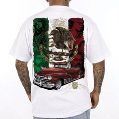 Tierra Y Libertad Men’s Shirt White Dyse One Chicano Art Mexican Flag Mexico