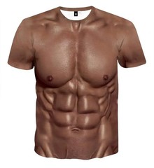 Muscle 3D T-shirt Muscle Tattoo Print T-shirt For Summer Beach Holiday Men Short