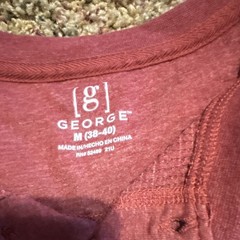 George Men’s Solid Red Knit Long Sleeve Henley T-Shirt Button Accent Size M