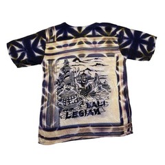 Legian Bali Shirt Mens Large L Purple Tie Dye Batik Abstract Henley Short Sleeve