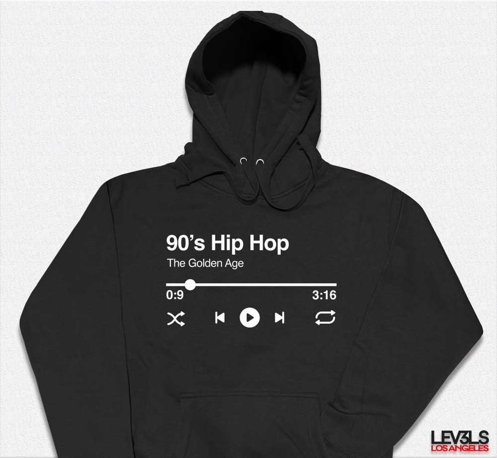 90’S HIP HOP THE GOLDEN AGE HOODIE BOOM BAP TURNTABLE DJ RECORDS AND BEATS