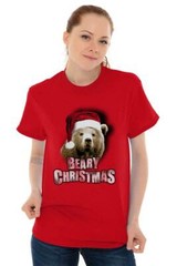 Beary Christmas Santa Claus Christmas Gift Adult Short Sleeve Crewneck Tee
