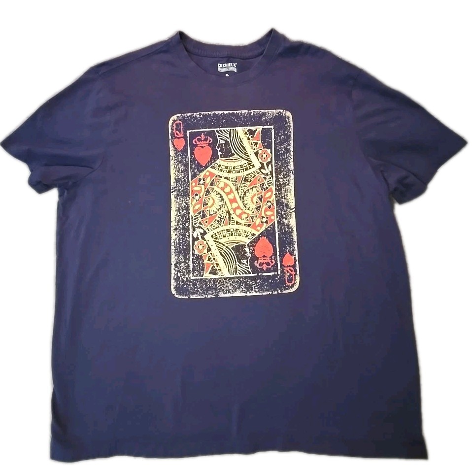 Daniel Cremieux Queen of Hearts T Shirt Mens XL Poker Card Graphic Print Blue