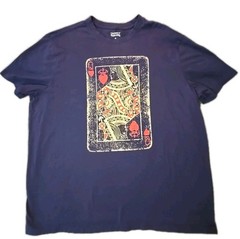 Daniel Cremieux Queen of Hearts T Shirt Mens XL Poker Card Graphic Print Blue