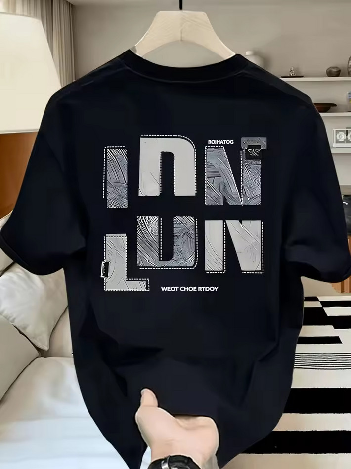 Men’s Oversized T-Shirt Y2K Streetwear POD Grid Print Breathable Crew Neck