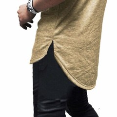 Men’s Cotton Short Sleeve Zipper T Shirt Hip Hop Solid Hipster Streetwear Tshirt