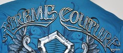 New XTREME COUTURE Wings Cotton/Foil Top T-Shirt Shirt Tee ~Blue *XL
