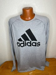 Men’s Adidas ClimaLite L/S Athletic T-Shirt Large L – Gray – Polyester