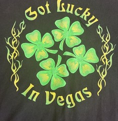 Fruit of the Loom Black Green Cotton XL Men’s Vegas Slogan Shamrock Graphic Tee