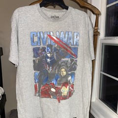 Captain America Civil War T Shirt Mens Size Large Gray Marvel Comics Movie
