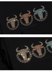 New Fashion Bull Rhinestones Summer Short Sleeve Luxury Men Streetwear T-Shirt