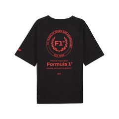 PUMA Formula 1 75 Years Relaxed Crew Neck Short Sleeve T-Shirt Mens Black Casual