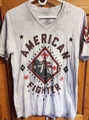 American Fighter Gardner T Shirt Men’s M Grey White Crystal Wash Premium Cotton