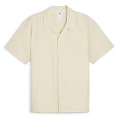 PUMA Made With Quality Seersucker Collared Short Sleeve Button Up Shirt Mens Siz