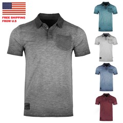 ZIMEGO Mens Short Sleeve Polo – Vintage Wash Color Dyed Casual Shirts