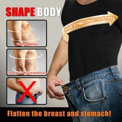 Men Slimming Body Shaper Gynecomastia T-shirt Posture Corrector Vest Compression