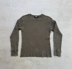 RRL Ralph Lauren Shirt Mens Medium Olive Green Waffle Knit Thermal Long Sleeve