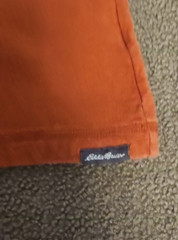 Eddie Bauer Mens Large Henley orange Ultrasoft long Sleeve pull on