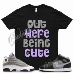 CUTE T Shirt for J1 1 Mid SE GS Houndstooth Lilac Silver Plaid Violet 13