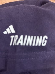 Adidas Shirt Mens 2XL Blue Logo Graphic Tee Weight Training Sports Top Cotton