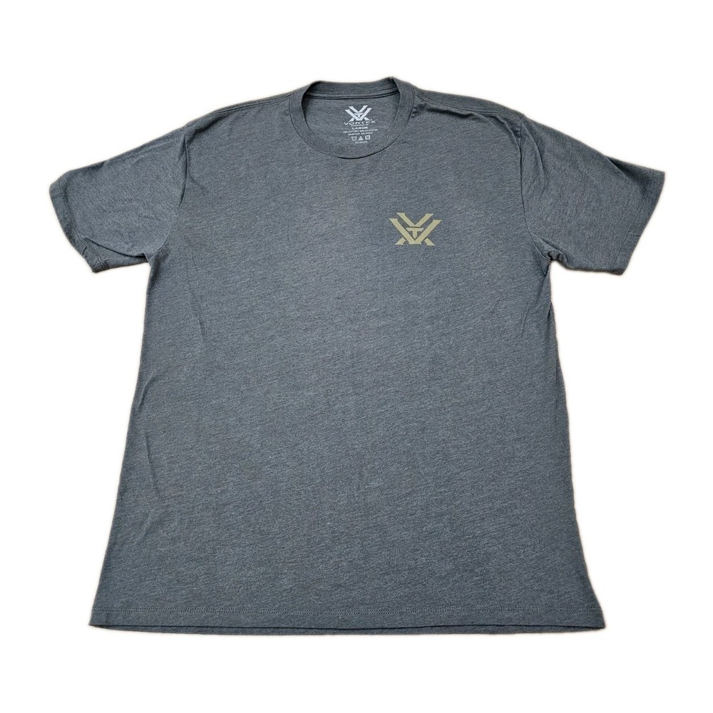 Vortex Optics Mens Large Graphic T-Shirt Gray Heather Distressed Logo Tee